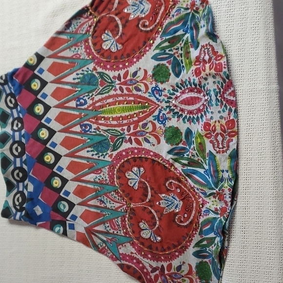 Desigual Colorful, Embroidered & Embellished Sz. S 2" Banded Slipon Mini Skirt - Picture 1 of 10